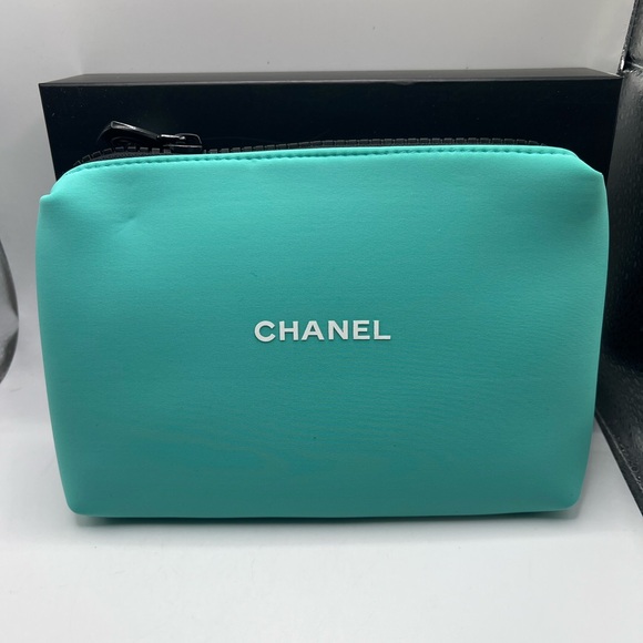 CHANEL Accessories - CHANEL Tiffany Blue Cosmetic Bag